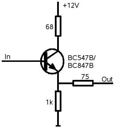 Schematics for an emitterfollower  used for video signals.
